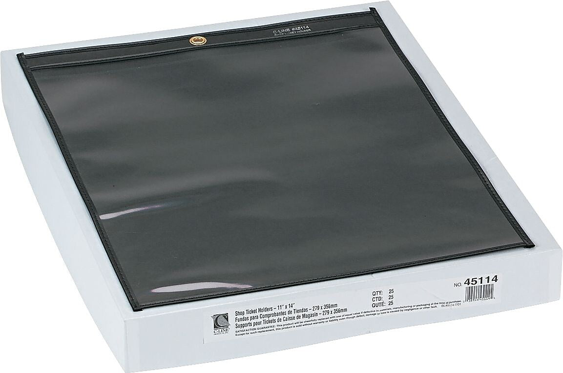 Shop Ticket Holder, Clear Front/Black Pressbrd Back, for 11" x 14" Insert, 25/Box (45114)