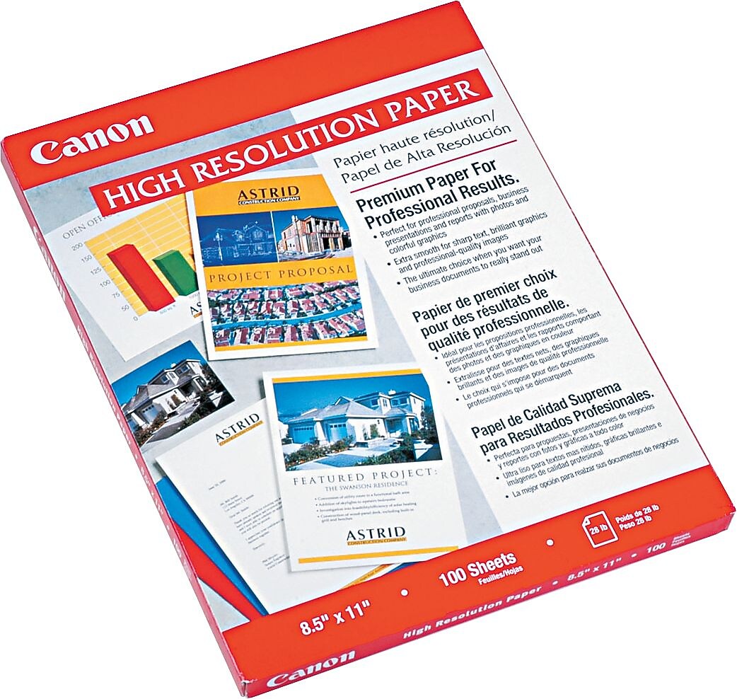 Canon High-Resolution Inkjet Paper, 24 lb., 89 Brightness, 8 1/2" x 11"
