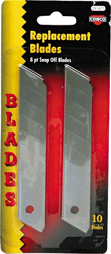 Cosco Snap-Off Utility Knife Replacement Blades, 10/Pack (COS091471)