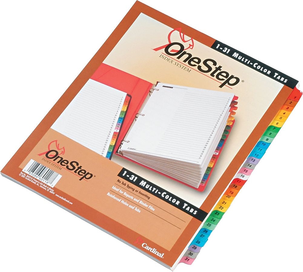 Cardinal OneStep Numeric Divider, 31-Tab, White, 31/Set (CRD 60118)