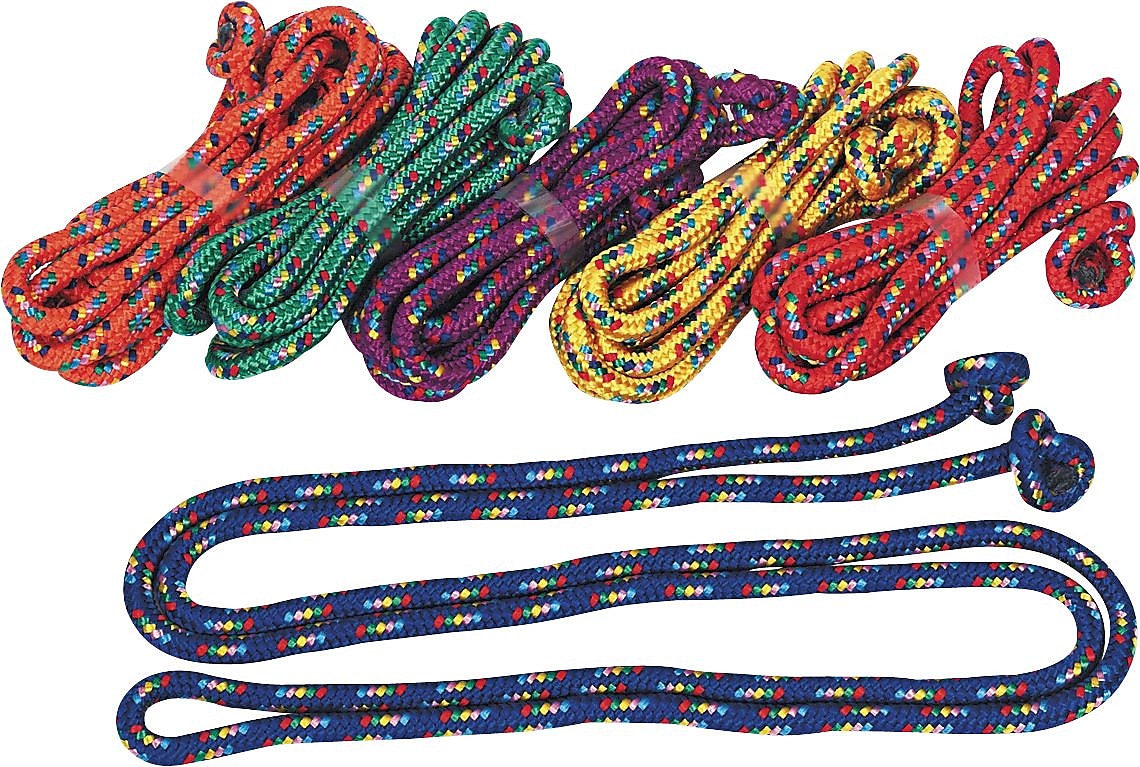 Champions Braided Nylon Jump Ropes, Assorted Colors, 8', 6/Set (CSICR8SET)