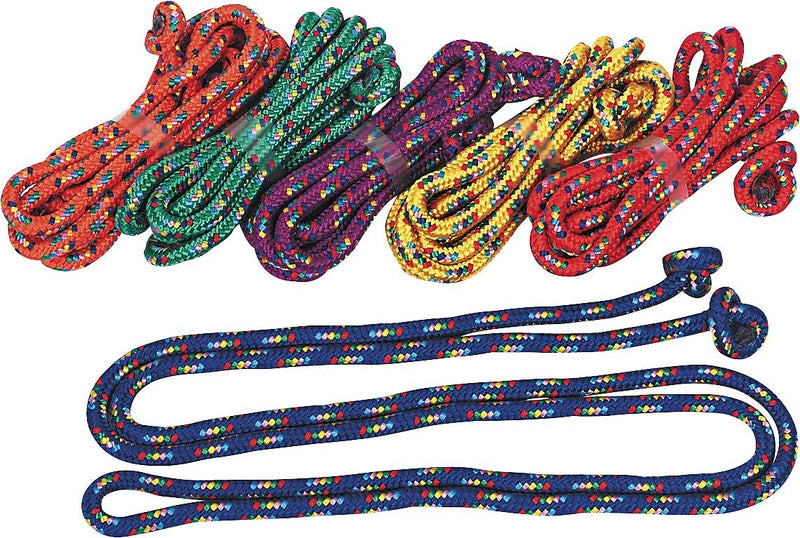 Champions Braided Nylon Jump Ropes, Assorted Colors, 8', 6/Set (CSICR8SET)