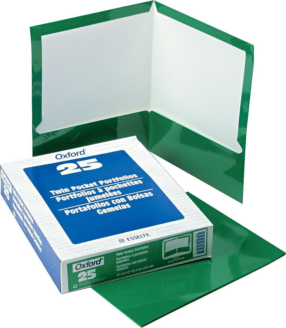 Oxford Laminated Portfolio, High Gloss, Green, 11" x 8 1/2", 25/Bx