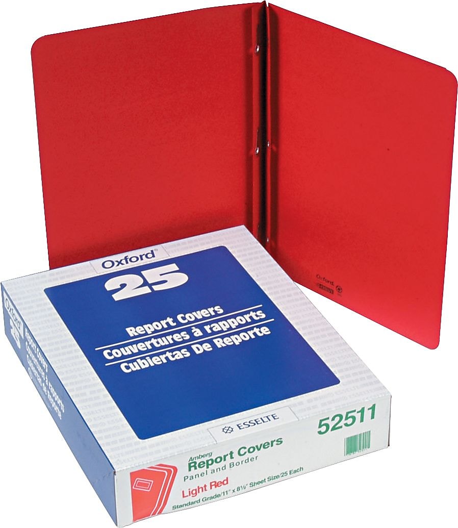 Oxford Embossed Report Cover, Letter Size, Dark Red, 25/Box (52511)