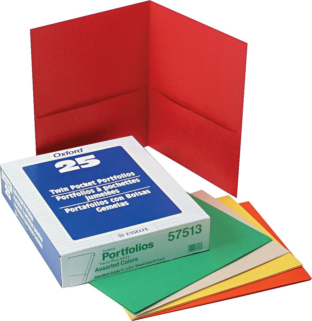 Oxford 10 2-Pocket Paper Presentation Folder, Assorted, 25/Box (57513EE)