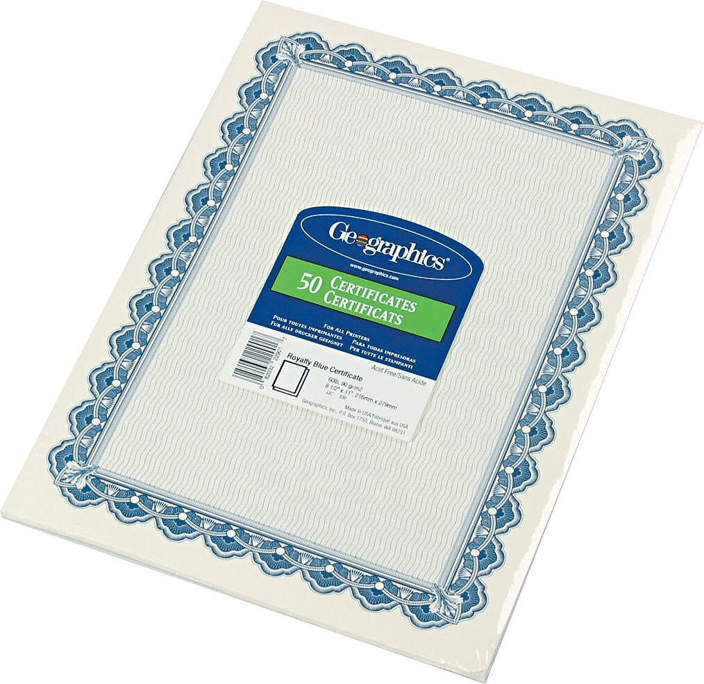 Geopaper Certificates, 8.5" x 11", 50/Pack (GEO22901)