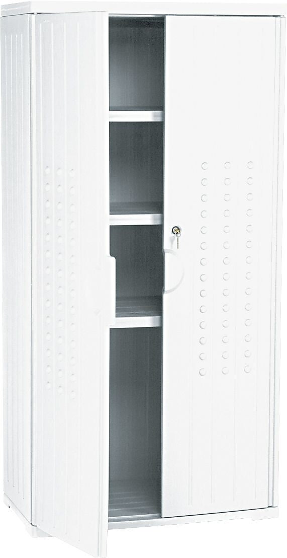 Iceberg® Officeworks® Polyethylene Storage Cabinet, Non-Assembled, 66Hx33Wx18D", Platinum