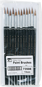 Leonard Natural Camel Hair Fine Paint Brush, Black, 12/Pack