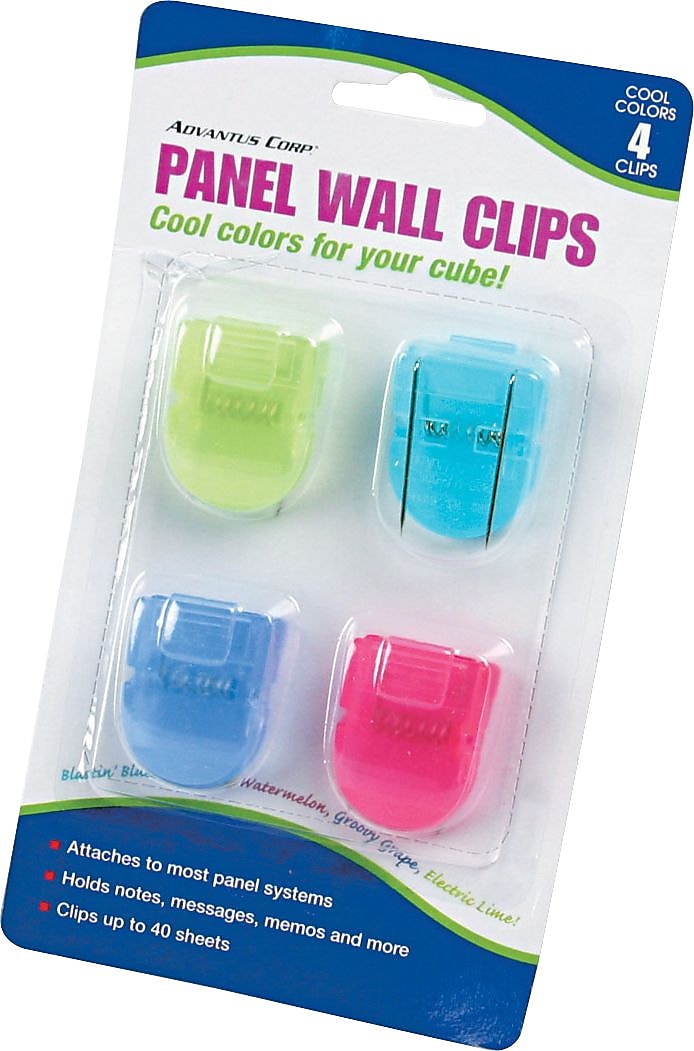 Advantus Cubicle Clips, Assorted Cool Colors, 4/Pack (75306)