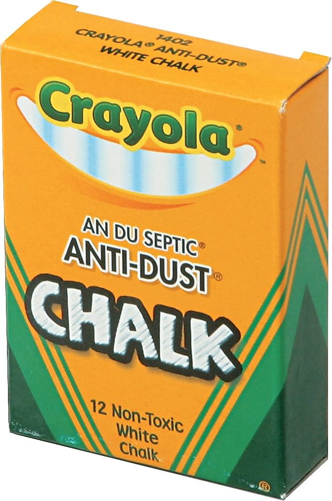 Crayola Anti-Dust Chalkboard Chalk, White, 12/Box, 72 Boxes/Carton (501402)