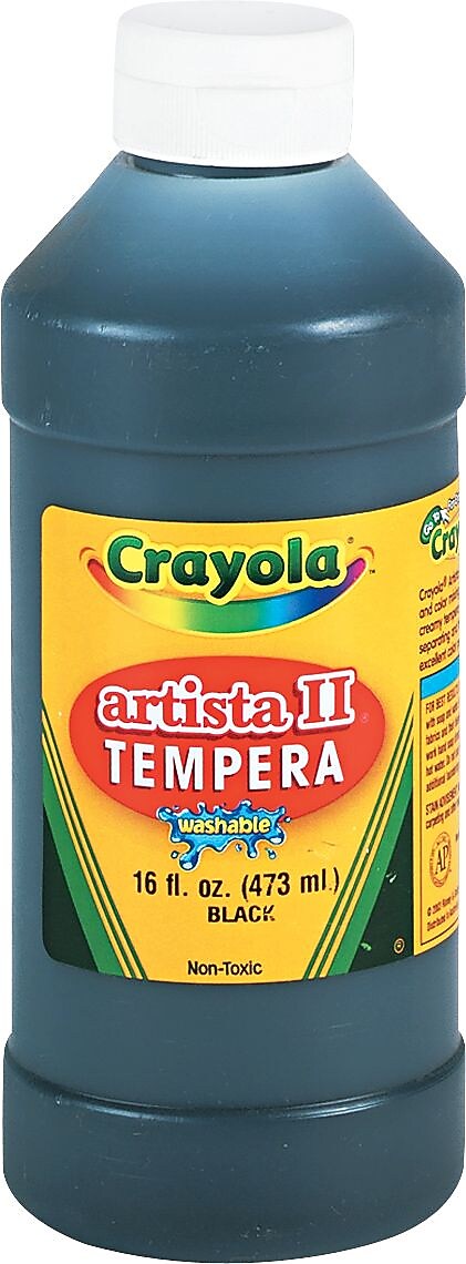 Crayola Artista II Washable Tempera Paint, Black, 16 oz. (54-3115-051)