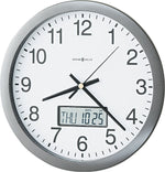 Howard Miller Round Chronicle Wall Clock with LCD Inset, Gray Frame, 14"