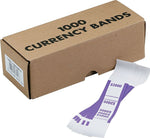 Pap-R Products Currency Strap, White with Violet Print, 1000/Pack (402000)