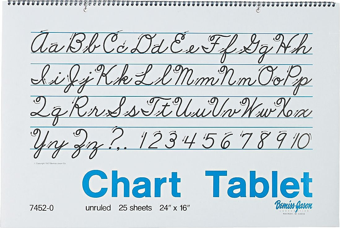 Pacon Two-Hole Punched Chart Tablet with Cursive Cover, 24" x 16", Unruled, 25 Sheets/Pk