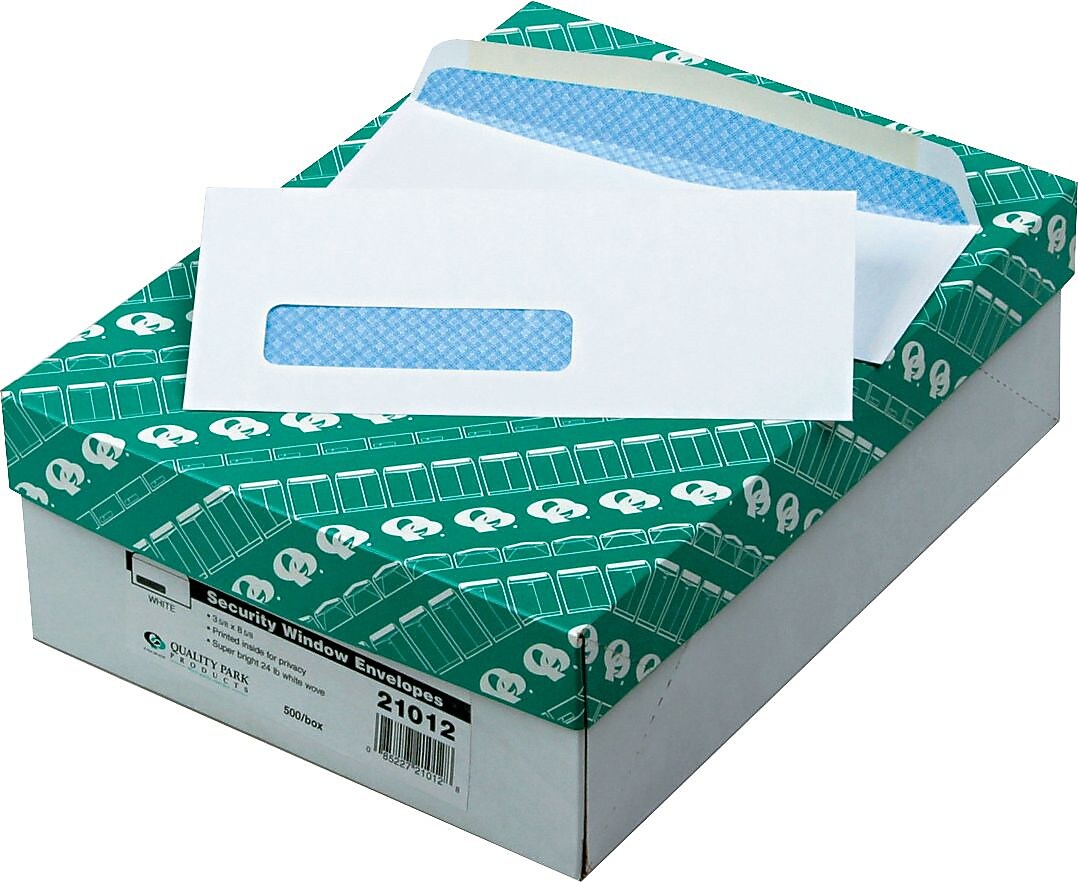 Quality Park Gummed Catalog Envelope, 3 5/8" x 8 5/8", White, 500/Bx (21012)