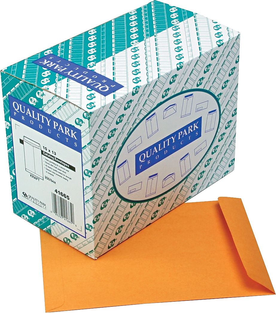 Quality Park Gummed Kraft Catalog Envelope, 10" x 13", Kraft, 250/Box (41665)