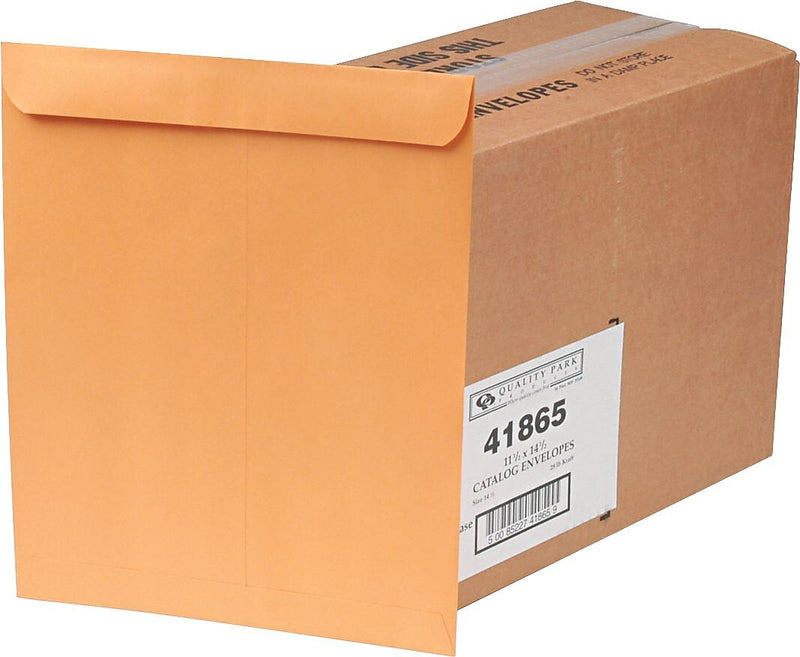 Quality Park Gummed Kraft Catalog Envelope, 11 1/2" x 14 1/2", Light Kraft, 250/Box (41865)
