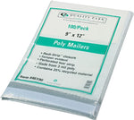 9"W x 12"L Redi-Strip Poly Mailers, White, 100/Pack (QUA46190)