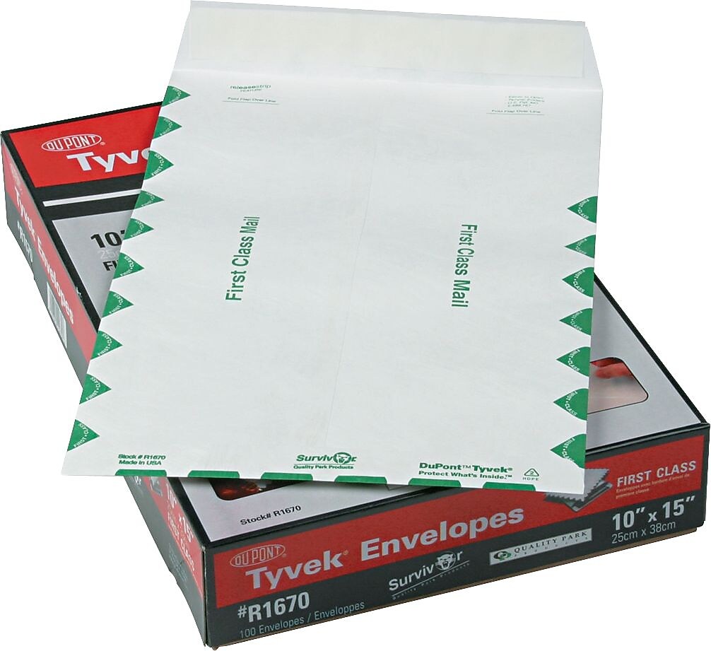 Quality Park USPS First Class Self-Adhesive Mailer Envelope, #98, Green/White, 10" x 15", 100/Box (QUAR1670)