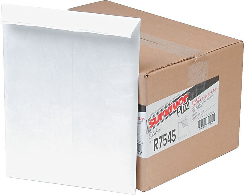 Quality Park Tyvek® Self-Seal Air Bubble Mailers, Side Seam, #97, White, 10"W x 13"L, 25/Carton
