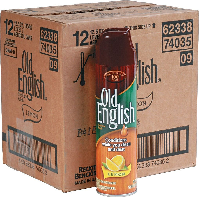Old English Furniture Polish, Lemon, 12.5 oz., 12/Case