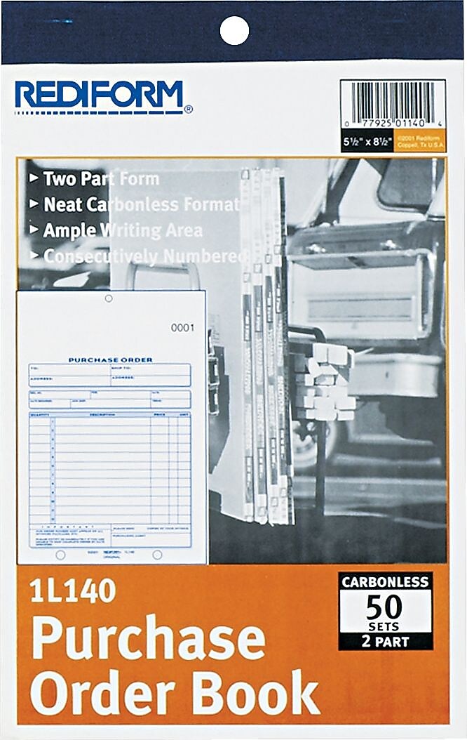 Rediform 2-Part Carbonless Purchase Requisitions, 5.5"L x 7.88"W, 50 Sets/Book (RED1L140)