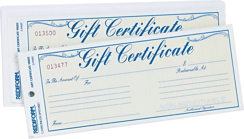 Gift Certificate W/Envelopes, Crbnls, 3-2/3"x8-1/2", BE/GD