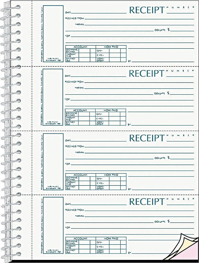 Rediform Money Receipt Book, 2 3/4" x 7", Carbonless, 120 Sets/Book (S16444WCL)