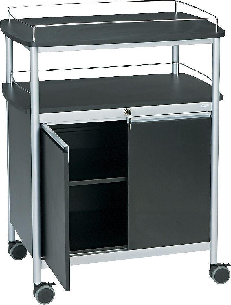 Safco 3-Shelf Metal Mobile Kitchen Cart with Lockable Wheels, Black (8964BL)