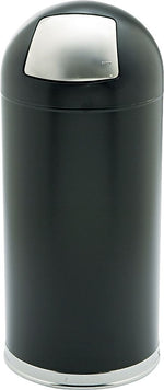 Safco Top Dome Receptacles Steel Trash Can with Lid, Black, 15 gal. (9636BL)