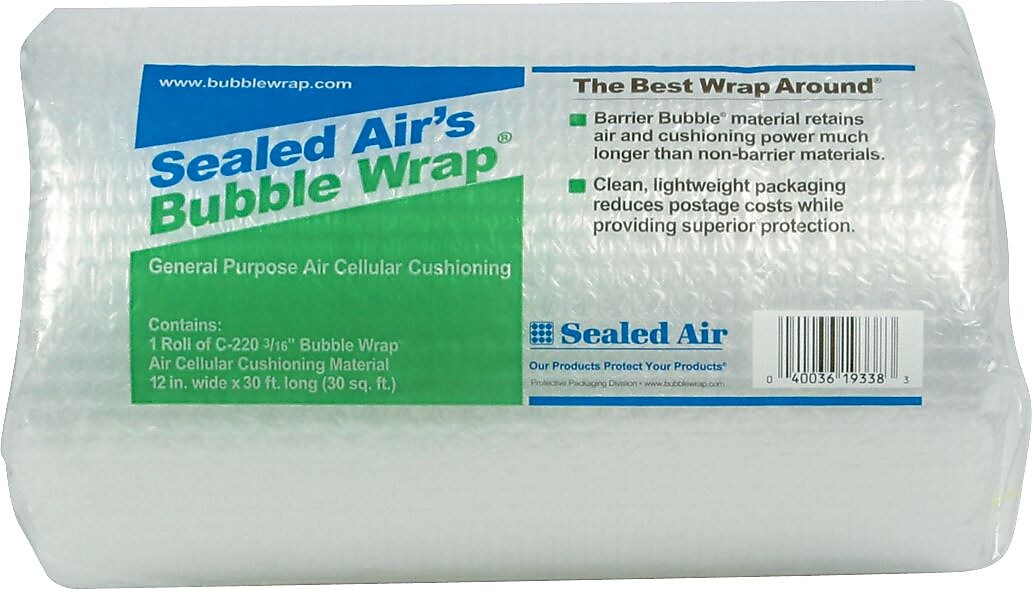 Sealed Air Barrier Bubble Wrap® with Dispenser Box, 3/16, 12" x 30' (1399083/19338)