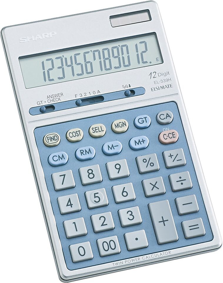 Sharp EL-339HB 12-Digit Desktop Calculator, Gray