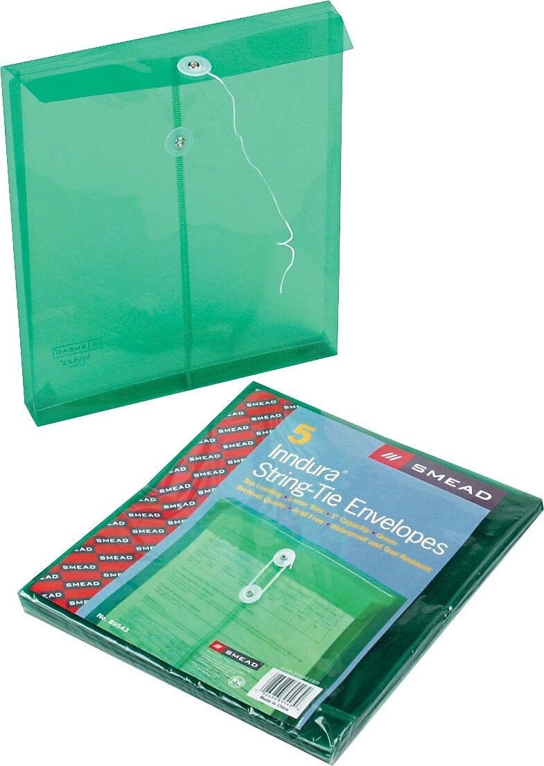 Smead Ultracolor Top-Load Envelope, Letter, 1" Expansion, Green, 5/Pack (89543)