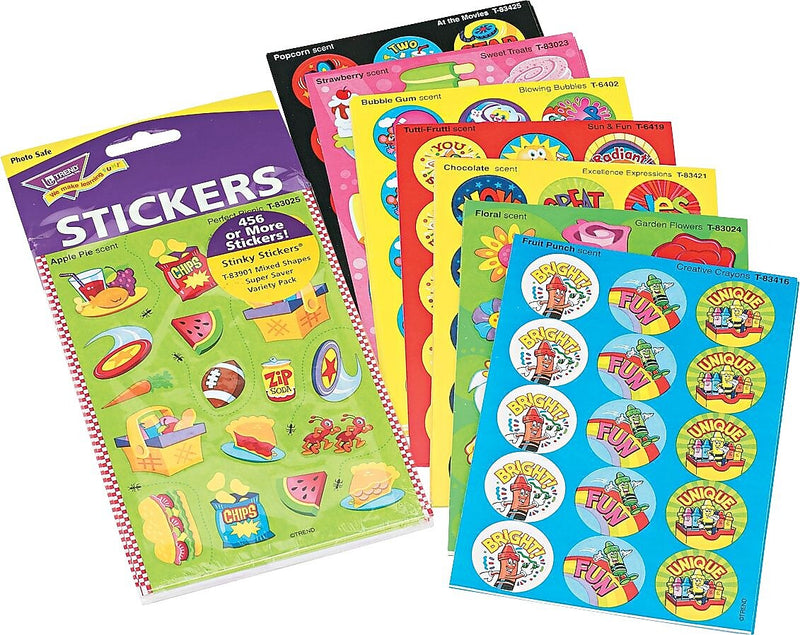 Trend Stinky Stickers® Scratch-and-Sniff Variety Pack, Mixed Shapes/Round, 480/PK