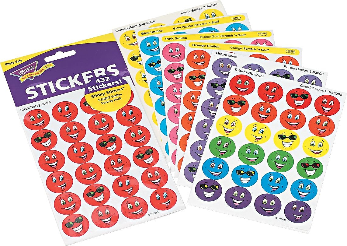 Stinky Stickers® Scratch-and-Sniff Variety Pack, Smiles Variety Pack, 432/Pack