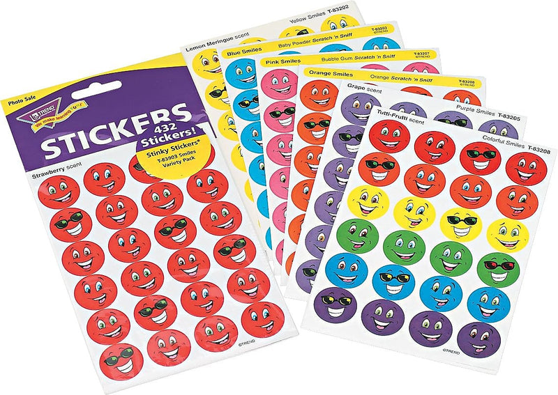 Stinky Stickers® Scratch-and-Sniff Variety Pack, Smiles Variety Pack, 432/Pack