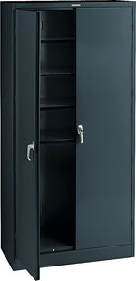 Tennsco Deluxe Steel Storage Cabinet, 4-Shelf, Black, 78"H x 36"W x 18"D