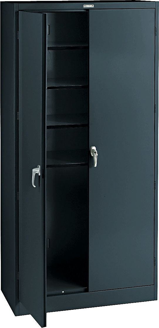 Tennsco Deluxe Steel Storage Cabinet, 4-Shelf, Black, 78"H x 36"W x 18"D
