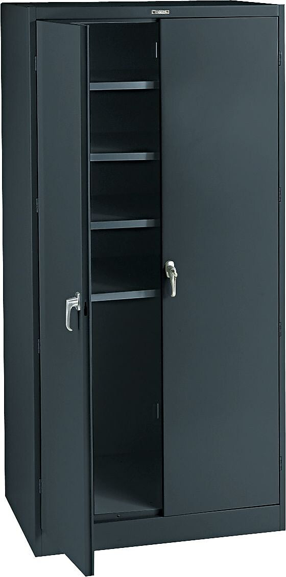 Tennsco Deluxe Steel Storage Cabinet, 4-Shelf, Black, 78"H x 36"W x 24"D