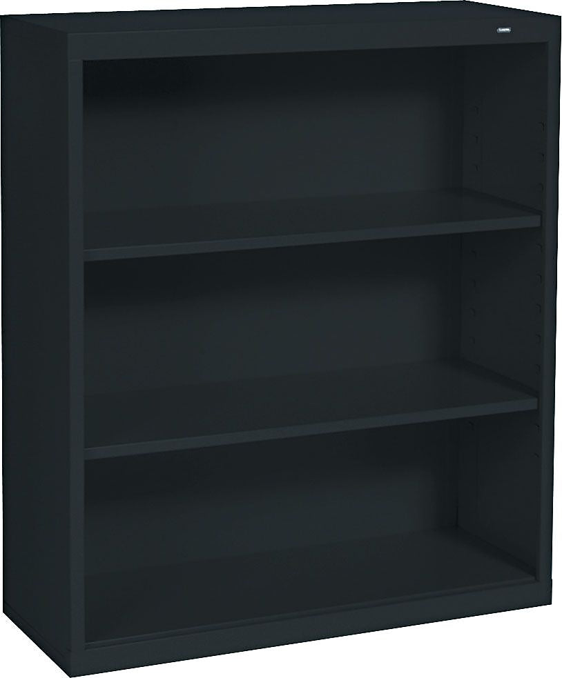 Tennsco Metal 3-Shelf Bookcase, 40" x 34.5" x 13.5", Black (100615)