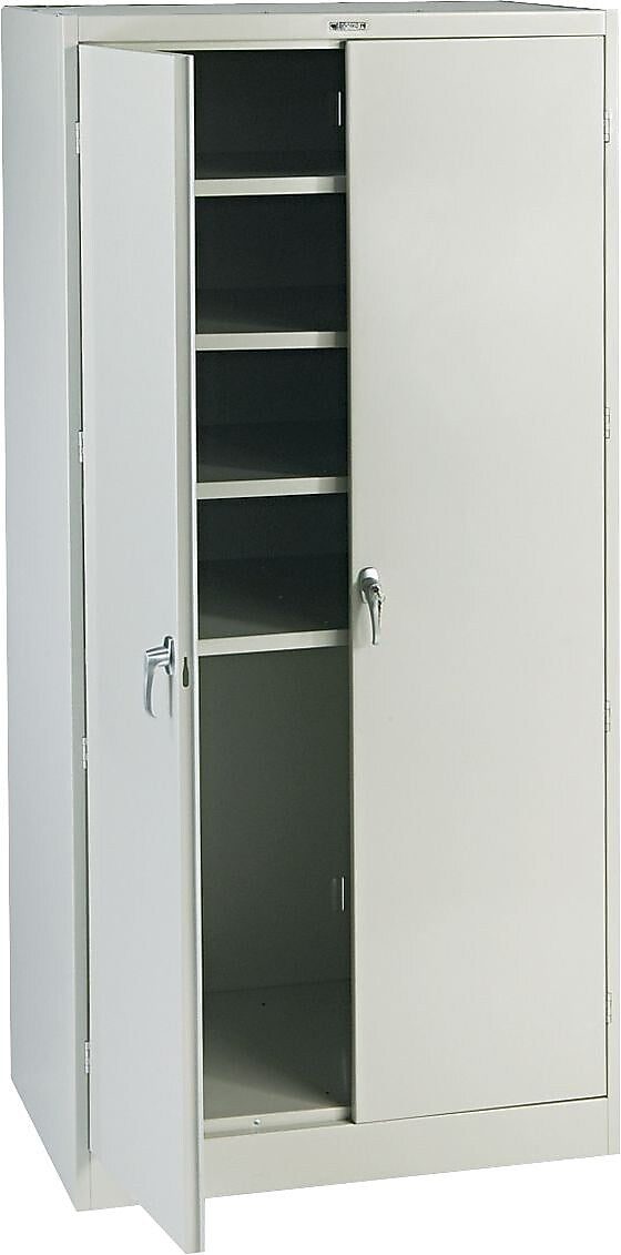 Tennsco Deluxe Steel Storage Cabinet, 4-Shelf, Light Gray, 78"H x 36"W x 24"D
