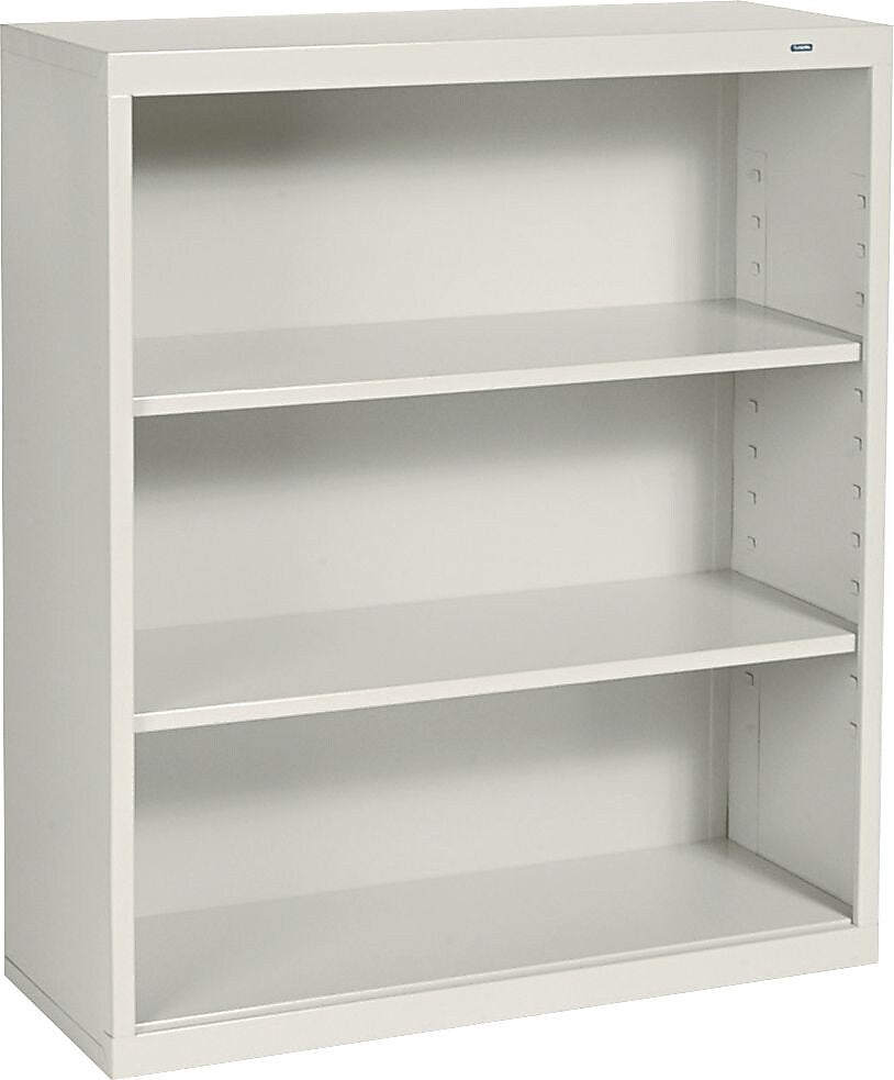 Tennsco 3-Shelf 40"H Metal Bookcase, Putty (110058)