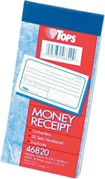 TOPS 2-Part Money/Rent Receipt Book, 5.37" x 2.75", White, 50 Forms (46820)