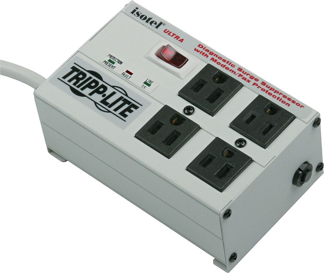Tripp Lite 4-Outlet Surge Protector, 3330 Joules, 6' Cord, Gray (ISOBAR4UL)