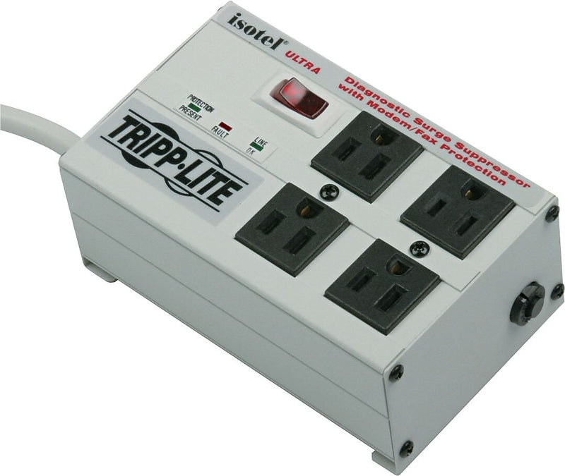 Tripp Lite 4-Outlet Surge Protector, 3330 Joules, 6' Cord, Gray (ISOBAR4UL)
