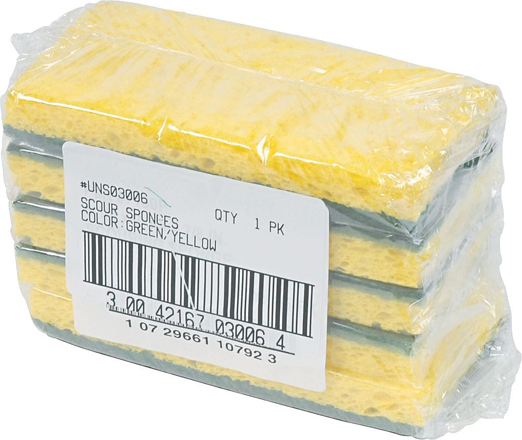 Premiere Pads Scrubbing Sponges, Yellow/Green, 5 Sponges/Pack, 4 Packs/Carton (3006)
