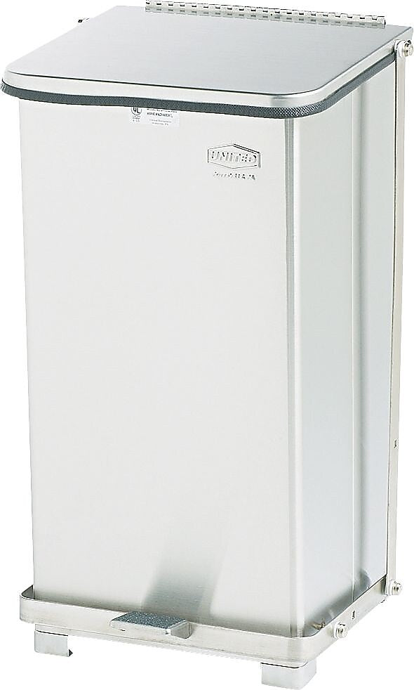Rubbermaid Receptacle Defenders® Biohazard Steel Step Can, Stainless Steel, 12 Gal, 23"H x 12"W x 12"D