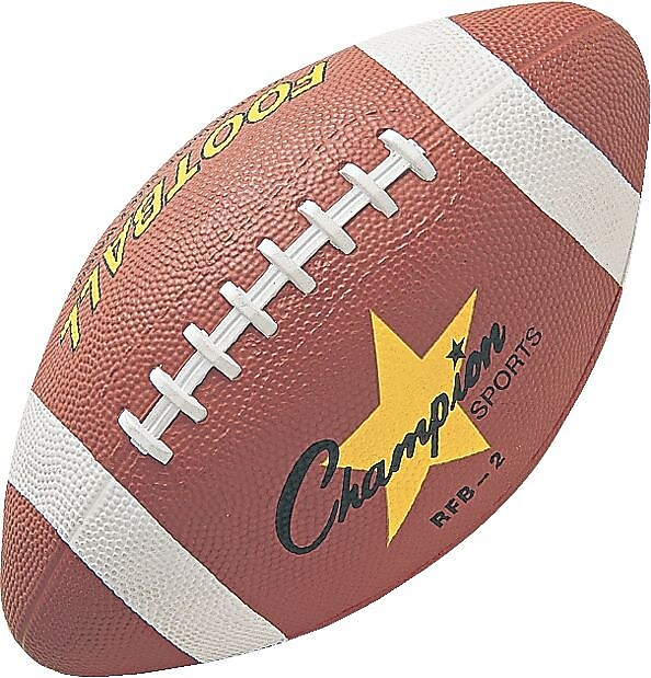 Champions Water-Resistant Rubber-Covered Sports Ball, Brown, 12" Intermediate Size Football