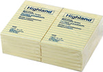 Highland Notes, 4" x 6", Yellow, Lined, 100 Sheet/Pad, 12 Pads/Pack (6609YW)