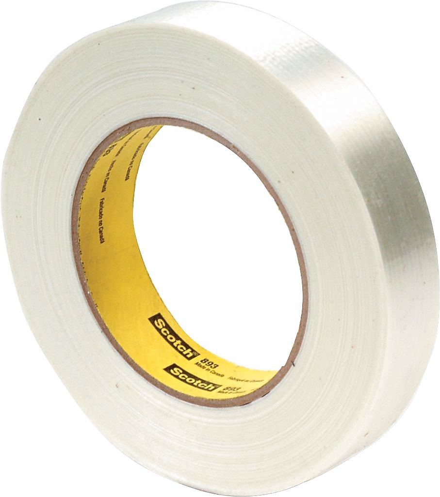 3M Economy Grade Glass Filament Tape, 3" Core, Clear, 24mm x 55m, 1/Rl (893-1)